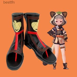 Tema kostym spel genshin påverkan sayu cos skor pu läder bekväma stövlar mycket återställda cosplay tema anime halloween come shoesl231013
