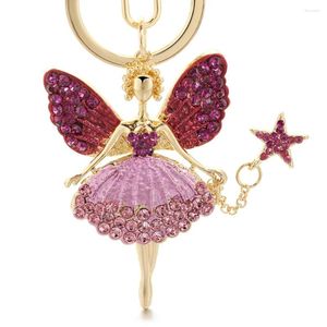 Keychains Elegant Angel Girl Keychain Rhinestone Crystal Key Chain Keyring Holder Bag Accessories Women Cute Pendant For Car DK403