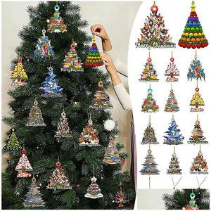 Decorações de Natal Ornamentos de suspensão de madeira de Natal Personalizado Árvore de animal Porta de parede Tribunal Home Decorações de outono Casa de férias G Dhy7Z