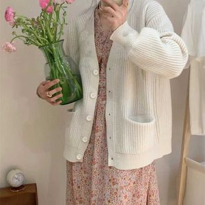 High Intelligence Sweater Cardigan Spring and Autumn Women's Grey Texture Series Wear with Long Sleeve Knitted Chic Spring Coat Thick