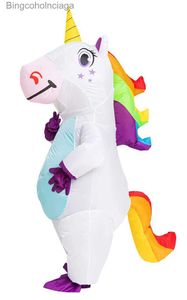 Temadräkt ierable Unicorn Come Adult Kids Rainbow Halloween Comes For Wommen Men Vuxen Carnival Mascot Purim Christmas Cosplayl231013