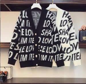 Designer Kvinntröjor svarta två stycken Cardigan Sweaters Puff New Loose Commute Casual Tops