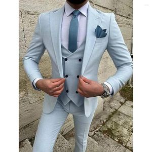 Men's Suits Fashion Men Slim Fit 3 Pieces Male Bridegroom Groomsmen Wedding Tuxedos Blazer Vest Pants Trajes De Hombre