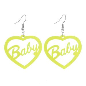 Nuovi gioielli al neon verde orecchino pendente orecchini pendenti in acrilico per donna lettera cuore pesca BAMBINO accessori carini alla moda286P