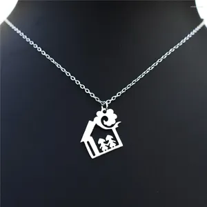 Pendant Necklaces 12 Pieces Compact Family House Necklace Stainless Steel Parents Kids Choker Jewelry For Men Women Wholesale