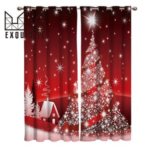 Cortina árvore de natal tratamentos de janela vermelha cortinas de sala de valência cortinas de janela grande luzes cortinas de quarto de criança decoração de casa 231012