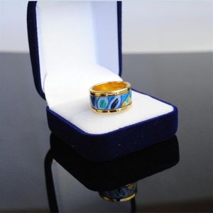 Seeblaue Herzserienringe, 18 Karat vergoldete Emaille-Ringe, Top-Produktionsring für Damen, Designer-Schmuck, Muttertagsgeschenk3307