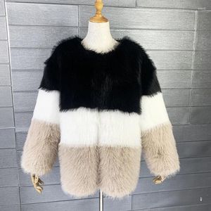 Kvinnors päls kvinnor elegant lapptäcke fuzzy faux coat 2023 vinter långärmad tjock varma varma rockar dam mode ulljacka