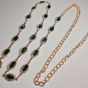 Diğer Moda Aksesuarları Vintage Yeşil Taşlı Bel Kuşağı Kadınlar İçin - Emerald Gem Düğün Bel Kuşak Zinciri Gelin Kanat Gelin Duş Hediye Aksesuarları 231013