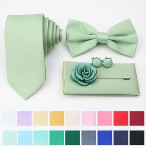 Arco laços rosa roxo sálvia verde gravata conjunto poliéster gravata bowtie cufflink broche para noivo terno casamento cravat camisa acessório 231012