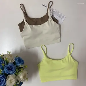 Yoga outfit Qumor Women Crop Tops Sexig Camisole Top Sports Tank underkläder vadderad behå Bralette Vest