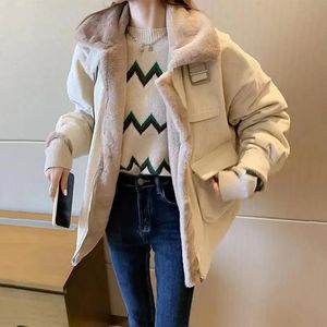 Mulheres Down Parkas Veludo Veludo Jaqueta de Inverno Mulheres Oversized Engrossar Casacos Quentes Mulher Coreana Zipper Up Lamb Woolen Jackets Feminino 231013