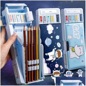 Uczenie się zabawek Nauka zabawek Pencil Case Astronauta Korean Stationery Kawaii Box Trousse Scolaire Pen School Lapceras Eshe Escolar Penc Dhdr5