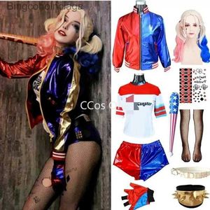 Tema Traje Aldult Kid Cosplay Vem Anime Figura Roupas Quinn Halloween Vem para Mulheres Role Play Party Roupas Terno WigL231013