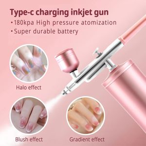 Face Care Devices Airbrush Nail Manicure 180kpa 2 Speeds Oxygen Injector for Nails Art Tattoo Craft Cake Air Spray Gun Mist Sprayer Machine 231012