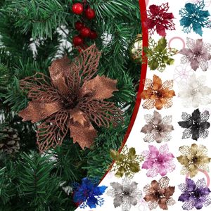 Juldekorationer Julsimulering Flowers Xmas Tree Decorative Drop Ornament Champagne Red Flower Merry Christma Natal Navidad Party Decor 231013