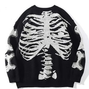 Męskie swetry jesienne i zimowe modne marka Mężczyźni Skulc Skull Sweet Fashion Para luźna pullover retro y2K Sweter 231012