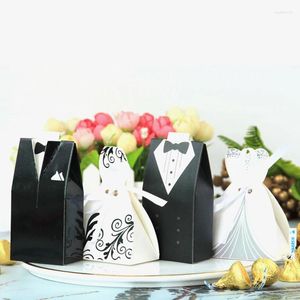 Envoltório de presente 20 unidades / lotes noivo e noiva vestidos de casamento com fita caixa de doces favor presentes saco diy lembranças s