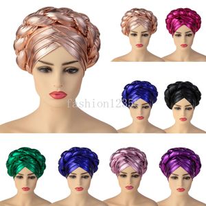 Female Turban Caps Cross Ready To Wear Headscarf Bonnet Arab Head Wrap African Women Braid Turbans Auto Gele Headties Hijab Hat