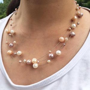 Girocollo Collana di perle d'acqua dolce naturali per le donne Gioielli di moda Diversi colori Chiusura magnetica Regalo femminile Classico Elegante Casual