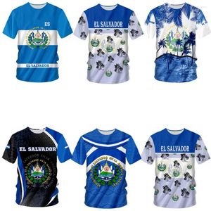 Herren-T-Shirts, El Salvador-Flagge, 3D-Druck, übergroßes Hemd für Erwachsene und Kinder, Sommermode, O-Ausschnitt, kurzärmelig, lustiges T-Shirt, Grafik-T-Shirts