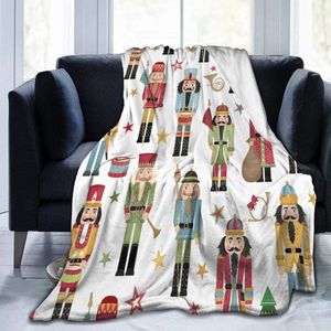 Blankets Blanket Nutcracker Christmas Tree Star Throw Blanket Ultra Soft Velvet Blanket Lightweight Bed Blanket Quilt Durable Home Decor 231012