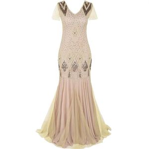 Casual Dresses Women Vestidos 1920s Great Gatsby Dress Long Vintage Short Sleeve Maxi Party For Prom Cocktail Mother Of Bride2579