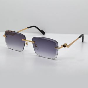 Vintage Panther Rimless Sunglasses for Men and Women, UV400 Protection, Retro Designer Eyewear