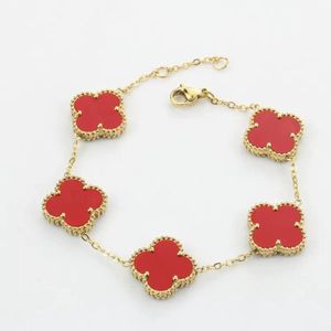 JEWLERY DESIGNER BRACELETS 4 LEAF CLOVER BRACELET 스틸 여성 팔찌 웨딩 선물 선물 발렌타인 데이 선물 세트 세트 장신구 SQ14