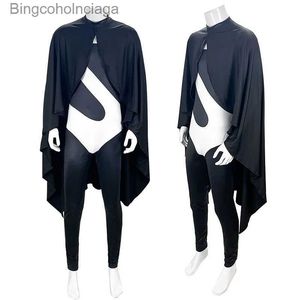 Traje tema a síndrome dos incríveis pinho cosplay vem preto macacão e manto halloween carnaval terno para adultos kidsl231013