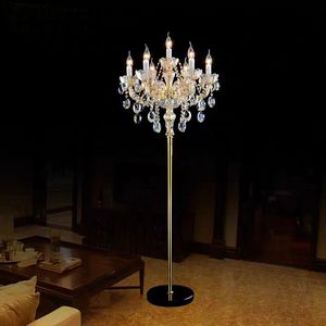 Luminária de chão de cristal europeu, moderna, sala de estar, jantar, estudo, quarto, luminária de cabeceira, simples, luxuosa, luzes de vela