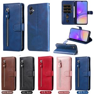 Multifunktionella dragkedja läderplånbok för Samsung A15 A05 A05S S23 Fe M14 F14 A24 A25 Business Coin ID Money Card slot Holder Magnetic Flip Cover Pouch Strap