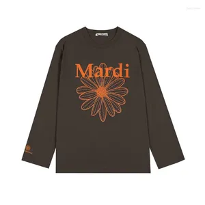 Sweatshirts Men's Hoodies Mardi Mercredi Daisy Letter Print Long Sleeve Relaxed Early Autumn Korean Fashion IU Same Style TEE