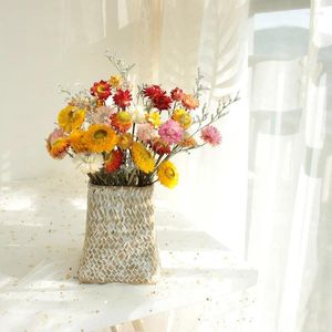 Decorative Flowers 2-4CM Head/Length15-25CM Dry Straw Chrysanthemum Branch Daisy Dried Natural Sunflower Bouquet For Home Decor Wedding