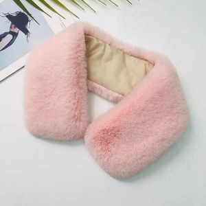 Scarves Winter Fluffy Faux Fur Collar For Women Faux Rabbit Fur Soft Warm Hook Up Style Scarf 2 in 1 Thick Neck Warmer 55*17cm 231012