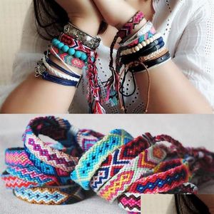 the types of chakras Fashion Jewelry For Women Cotton Fabric Embroidery Bracelet Woven Bangle Tassel Lace-Up Bracelet With Box264U