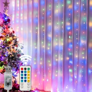 Christmas Decorations Christmas Decoration Curtain LED String Lights Garland Festival USB Remote Control Holiday Wedding Fairy Lights Bedroom Home 231013