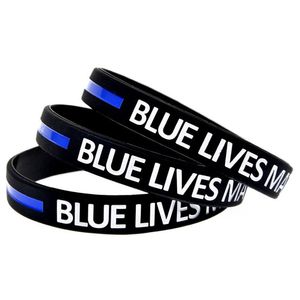 1pc blå liv materia silikon gummi armband mjuk och flexibel svart vuxen storlek klassisk dekoration logo198p