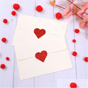 Gift Wrap Heart Shape Etiketter Valentines Day Box Packaging Sticker Candy Dragee Bags Wrap Wedding Dhohl