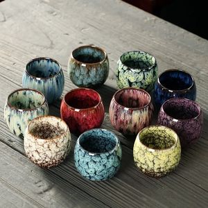 Mugs 1pcs2pcs4pcs Kiln Change China Ceramic Tea Cup Porcelain Kung Fu Cups set Pottery Drinkware Tableware Wholesale Egg Style 231013