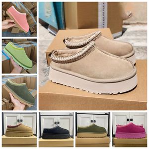 Women Tazz Kapcieczki Tasman Fur Slajdy klasyczne Ultra Mini Platform Bottarda Musztarda Poślizg-on Les Petites Suede Wool Blend Comfort Winter Designer Boths z pudełkiem