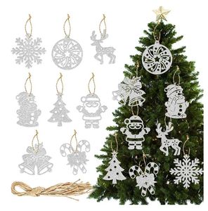 New Christmas Tree Decorations Pendant Christmas Silver Powder Tripper New Year Party Scenario Room Decor