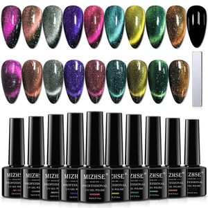 マニキュアmizhse 10pcsset 9d cat eye gel semi permanent galaxy magnetic soak off off for art 231012