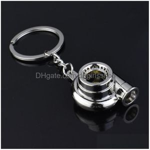 Nyckelringar Lanyards Keychain Metal Turbine Keyring Car Turbo Charger Blowing Hine Key Rings Pendant Fashion Jewel Bag Fashion Acces DHED7