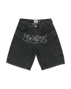 Shorts masculinos multi bolso ferramental gótico streetwear jeans denim para homens rasgados hip hop verão y2k impresso hip-hop calças