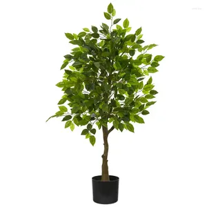 Decorative Flowers Ficus Artificial Tree Green Pressed Fake Korean Room Decor Girlfriend Gift Vases For Centerpieces Weddings