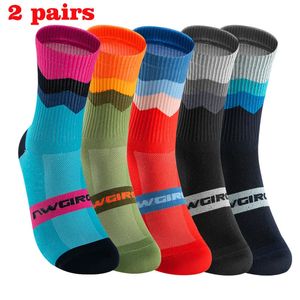 Sports Socks 2Pairs Professional Cycling Breattable Road Bicycle Men Women Outdoor Racing E Compression för 231012