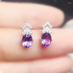 Stud Earrings Natural Real Amethyst Earring 925 Sterling Silver 5 7mm 0.9ct 2pcs Gemstone Fine Jewelry For Men Or Women X218302