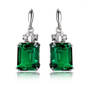 Silver Color 925 Emerald Jewelry Earrings for Women Peridot Mystic Jade Bizuteria Gemstone Garnet Emerald Drop Earrings Female1305u