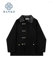 Damenjacken, modische schwarze Jacke, Reverskragen, Mäntel, Vintage, lange Ärmel, schick, Bürodame, Oberbekleidung, High Street Gothic, 2000er-Jahre-Ästhetik